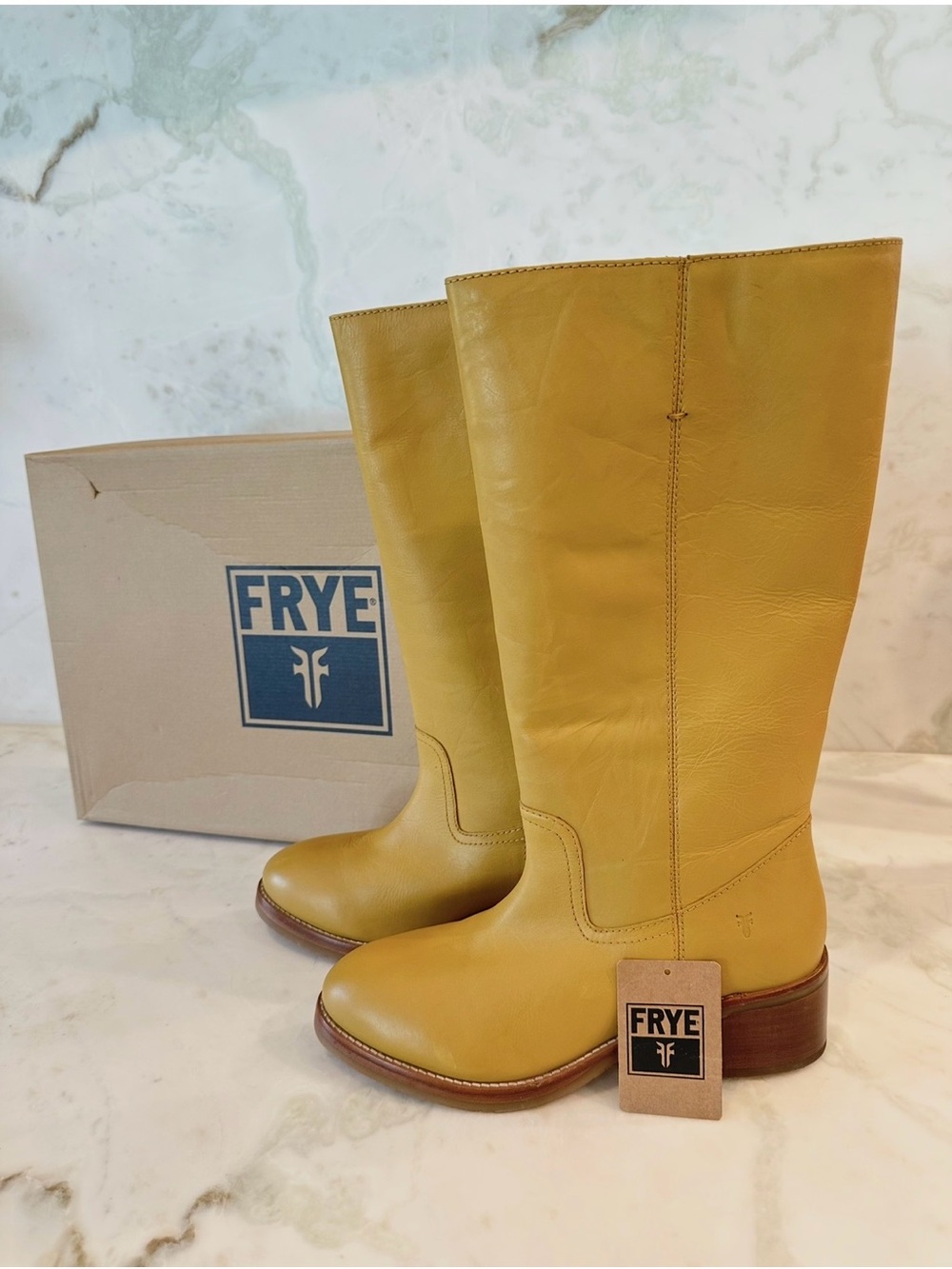 Frye Camryn Women’s Tall Leather Campus Boots Sz 10 Banana NWT Detached Tag